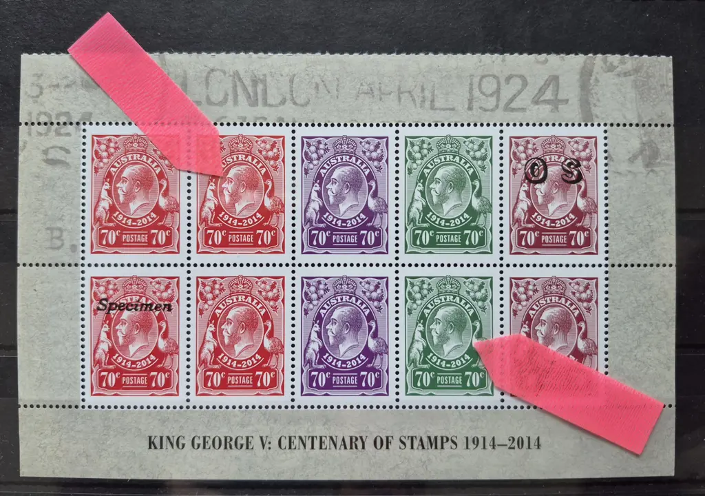 2014 $7 KGV Centenary sheetlet of 10 from the ... Image 1++