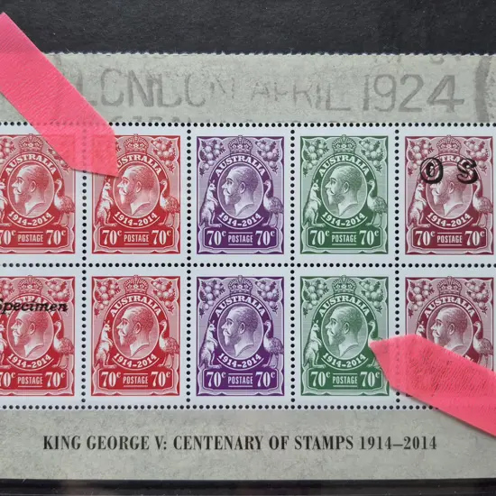 2014 $7 KGV Centenary sheetlet of 10 from the ...