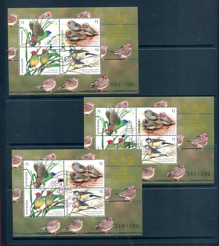 2018 (16th-18th March) Finches set of 3 M/S's for ... Image 1++