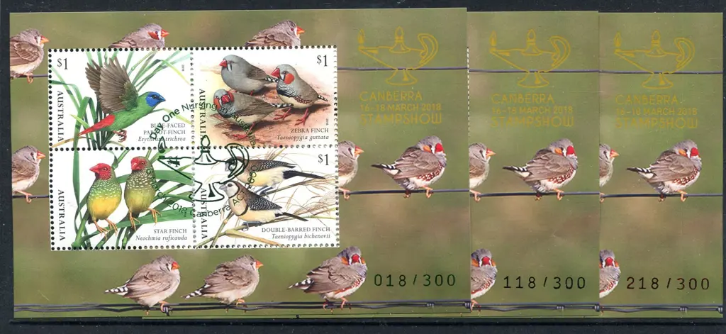 2018 (16th-18th March) Finches set of 3 M/S's for ... Image 1++