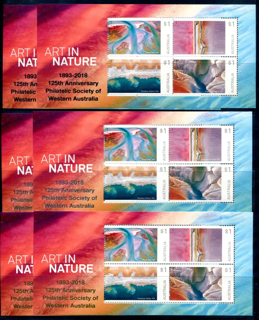 2018 Art in Nature M/S's sets of 3 ovptd with ... Image 1++