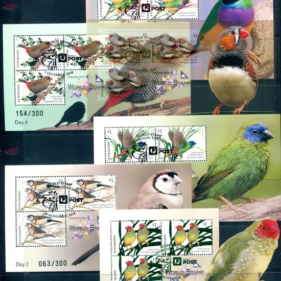 2018 (28th Nov-3rd Dec) Finches embellished set of ...