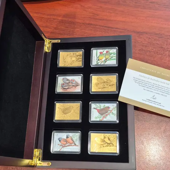 2018 Finches set of 4 gold foiled in pres box with ...