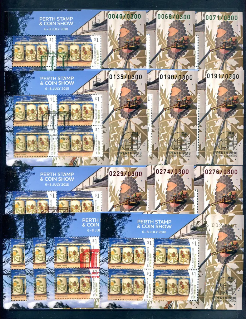 2018 Silos M/S sets of 3 for "Perth Stamp & Coin ... Image 1++