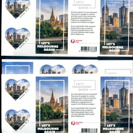 2020 $5.50 "Let's Melbourne Again" S/A booklets x ...