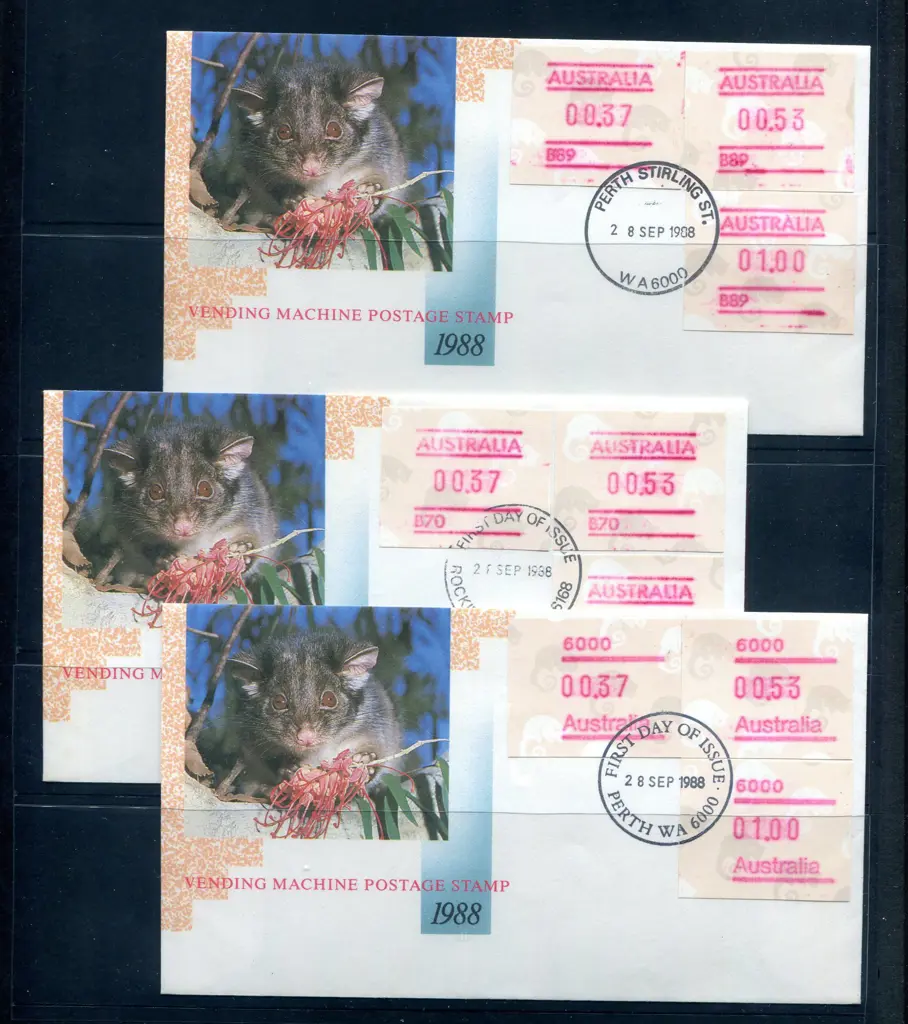 1988 (28th Sept) 37c, 53c & $1.00 Possum button ... Image 1++