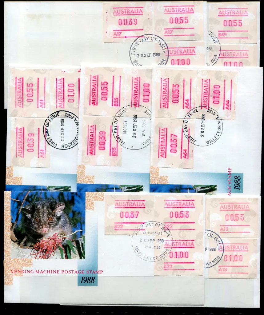 1988 (28th Sept) 37c, 53c & $1.00 Possum button ... Image 1++
