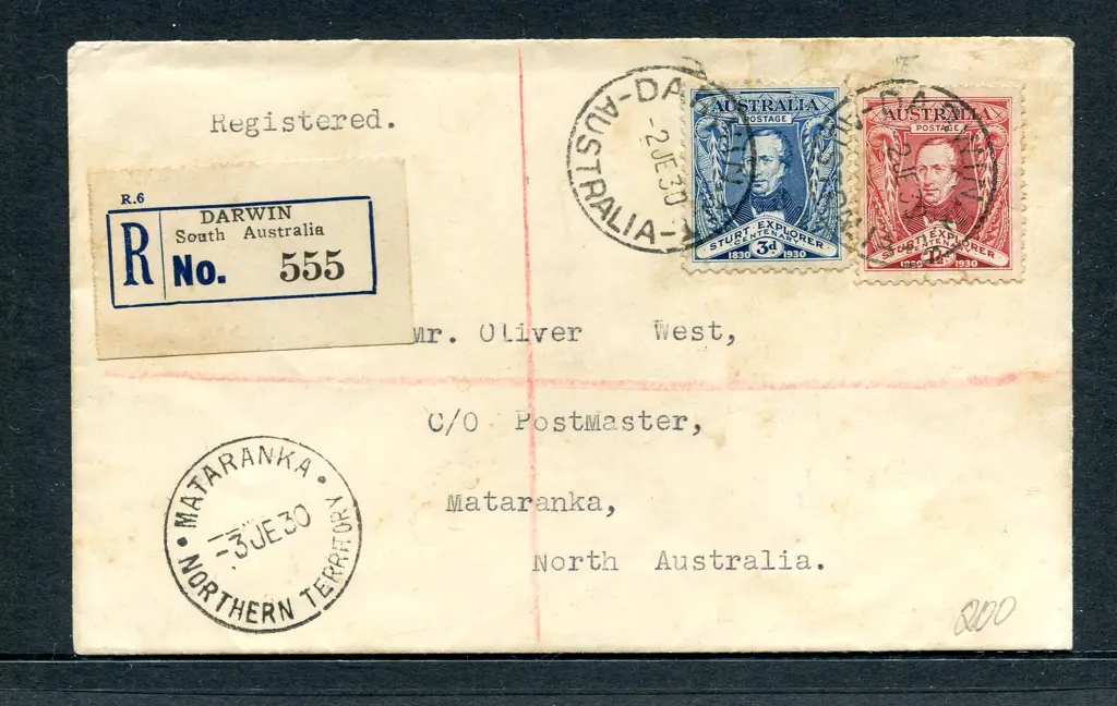 1930 (3rd June) Sturt pair on Darwin Registered ... Image 1++