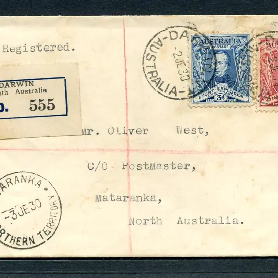 1930 (3rd June) Sturt pair on Darwin Registered ...