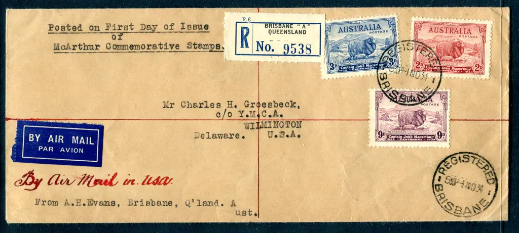 1934 (1st Nov) Macarthur set of 3 tied by bold ... Image 1++