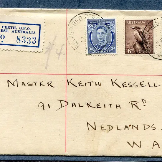 1937 (2nd Aug) KGVI 3d blue, 6d kookaburra & 1/- ...