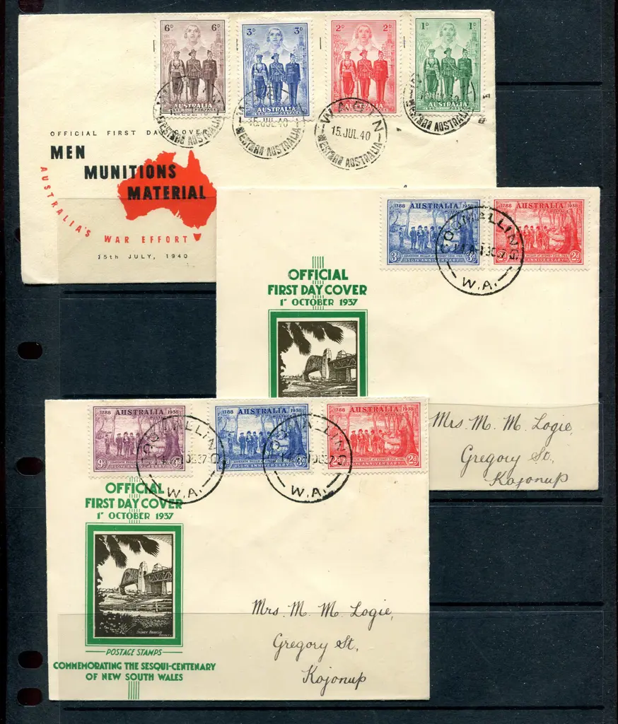 1937 (1st Oct) NSW Sesqi-Cent set of 3 & pair on ... Image 1++