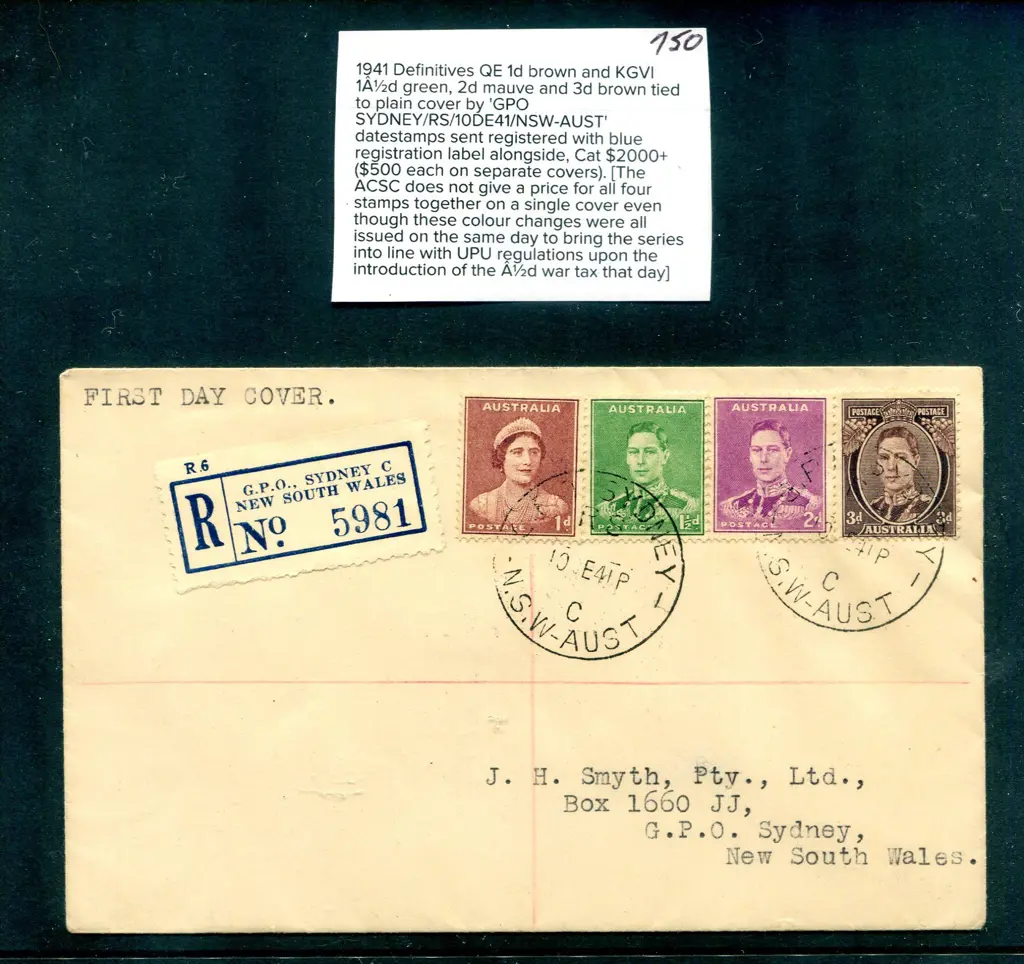 1941 (10th Dec) 1d brown QM, 1½d green, 2d mauve & ... Image 1++