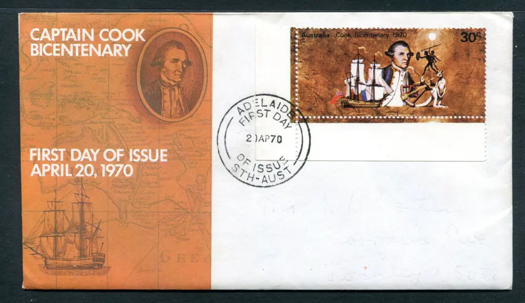 1970 (20th April) 30¢ Cook with corner selvedge on ... Image 1++