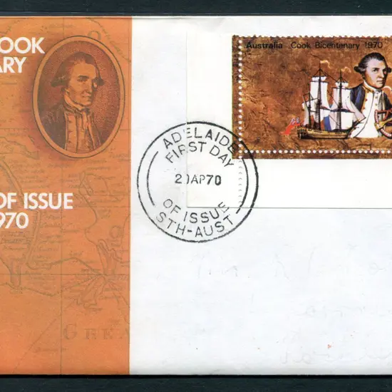 1970 (20th April) 30¢ Cook with corner selvedge on ...
