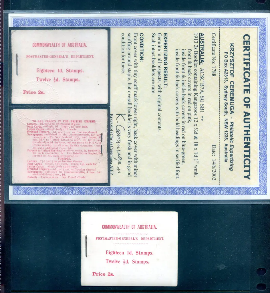 1913 (17th Jan) 2/- kangaroo booklet complete with ... Image 1++