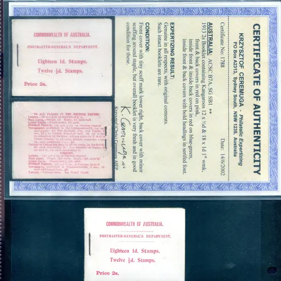 1913 (17th Jan) 2/- kangaroo booklet complete with ...
