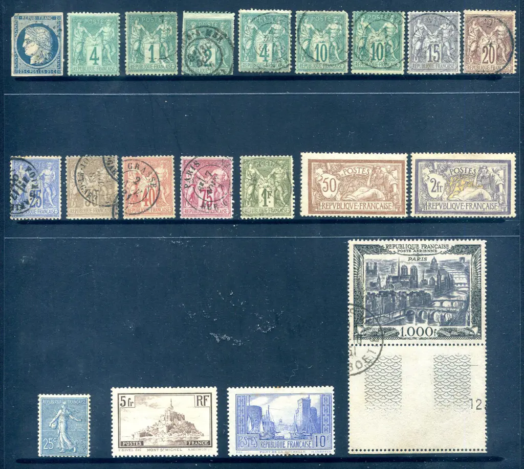 France 1849-1950 group of MLH/used noting 1876 4¢ ... Image 1++