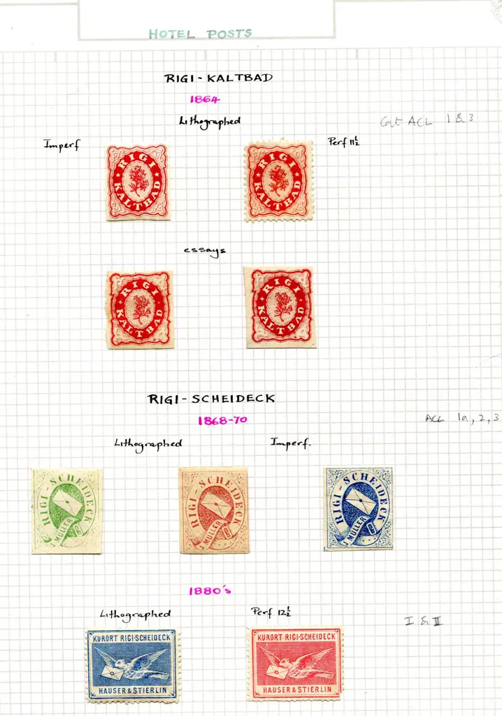 Switzerland 1864-1885 Hotel Posts group mounted on ... Image 1++