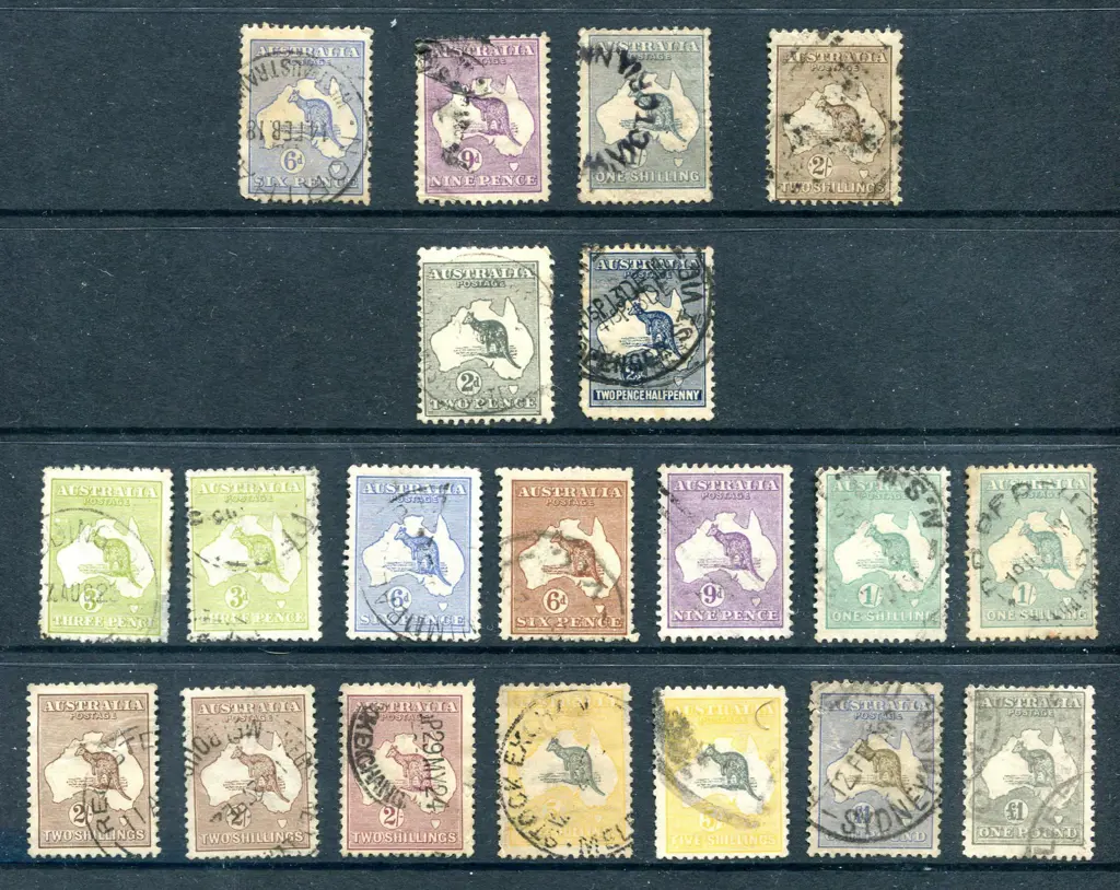 Kangaroos 1915 6d, 9d, 1/- & 2/- 2nd wmk second ... Image 1++