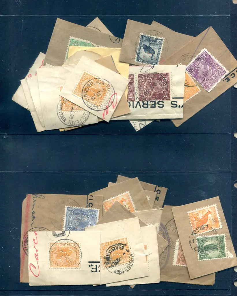 KGV 1905-1928 mix of on piece KGV & some WA swans ... Image 1++