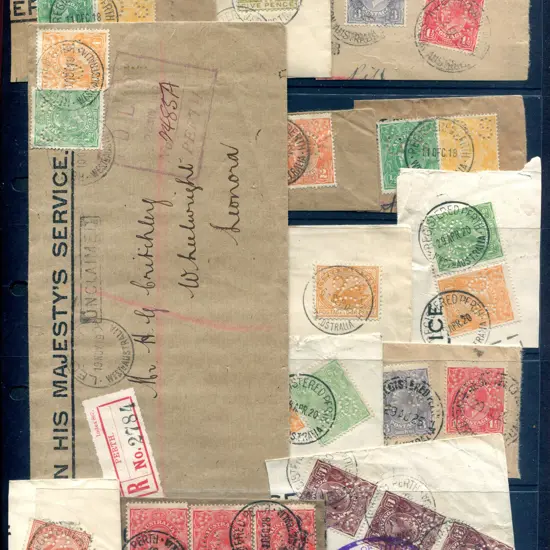KGV 1905-1928 mix of on piece KGV & some WA swans ...