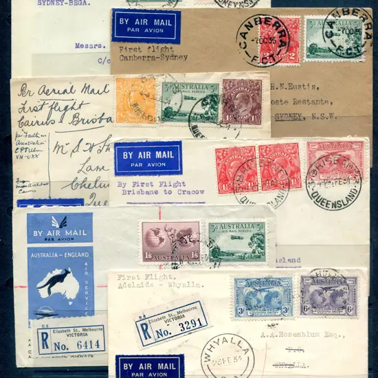 Airmails 1931-1935 range noting 1931 England to ...