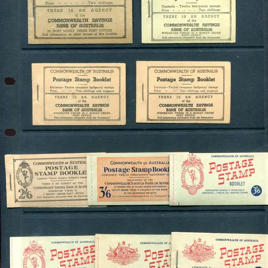 Booklets Pre-decimal range incl 2/- CofA wmk, wmk ...