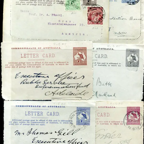 Lettercards 1913/14 kangaroo defin designs x 9 in ...