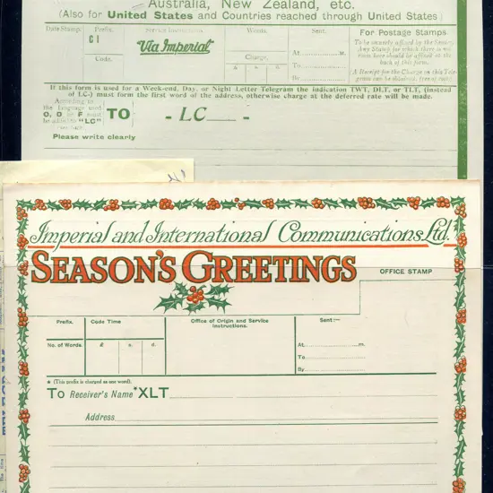 Telegrams Small group noting 1894 "Electric ...
