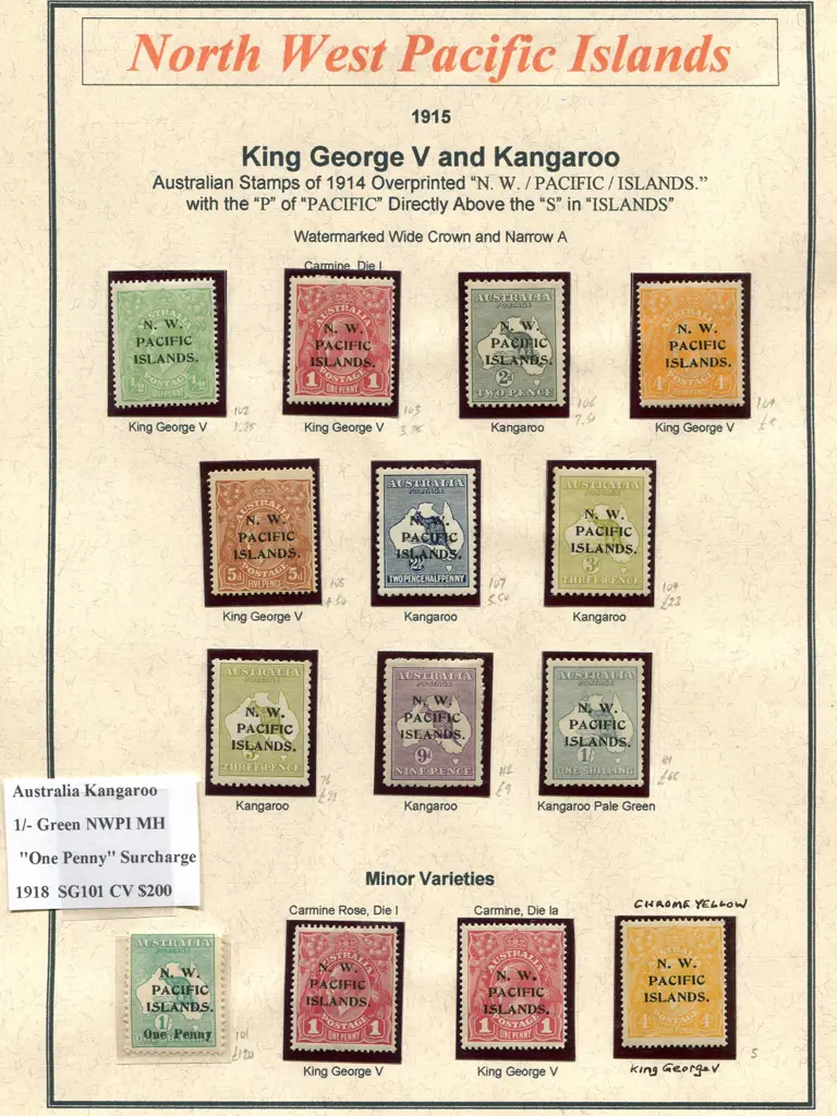 New Guinea (NWPI) 1918-1923 kangaroos & KGV MLH ... Image 1++