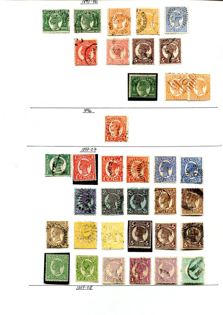Queensland 1860-1909 mounted on home made leaves ... Image 1++