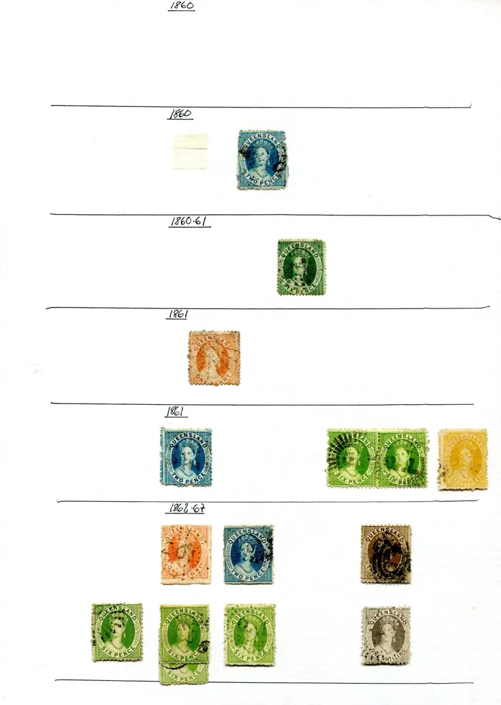 Queensland 1860-1909 mounted on home made leaves ... Image 1++