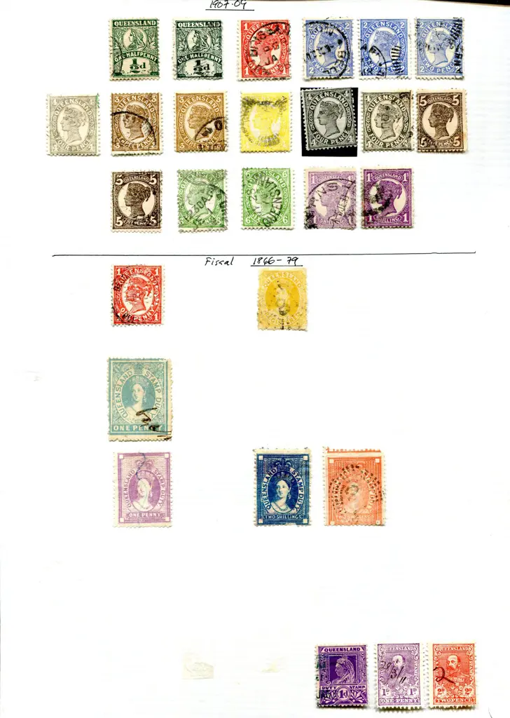 Queensland 1860-1909 mounted on home made leaves ... Image 1++