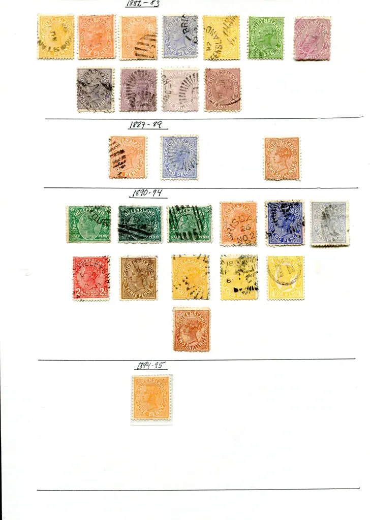 Queensland 1860-1909 mounted on home made leaves ... Image 1++