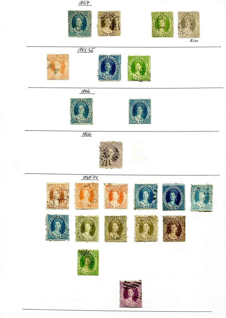 Queensland 1860-1909 mounted on home made leaves ... Image 1++