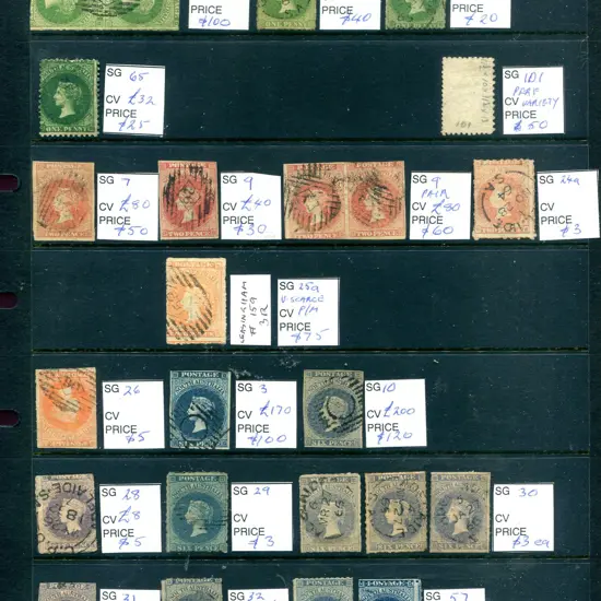 South Australia 1855-1867 selection of QV imperfs ...