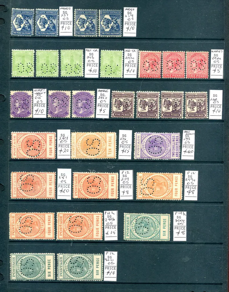 South Australia 1890's-1900's perfined "OS" ... Image 1++