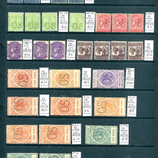 South Australia 1890's-1900's perfined "OS" ...