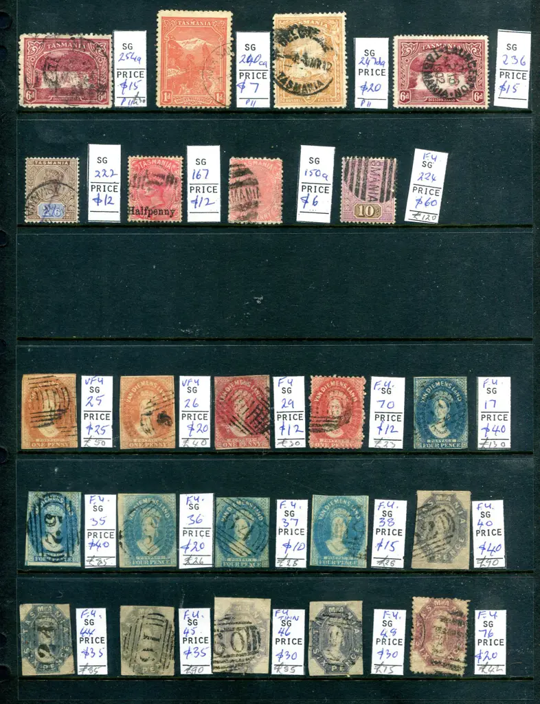 Tasmania 1855-1911 good to fine used selection on ... Image 1++