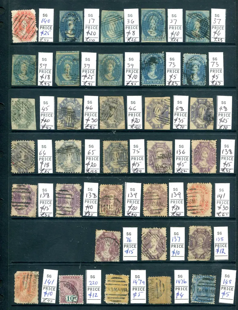 Tasmania 1855-1911 good to fine used selection on ... Image 1++