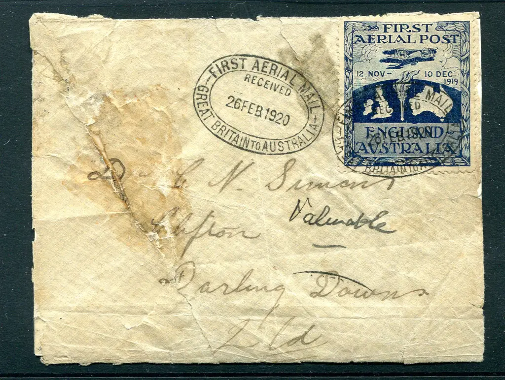 1919 (12th Nov) England to Australia flight cover ... Image 1++