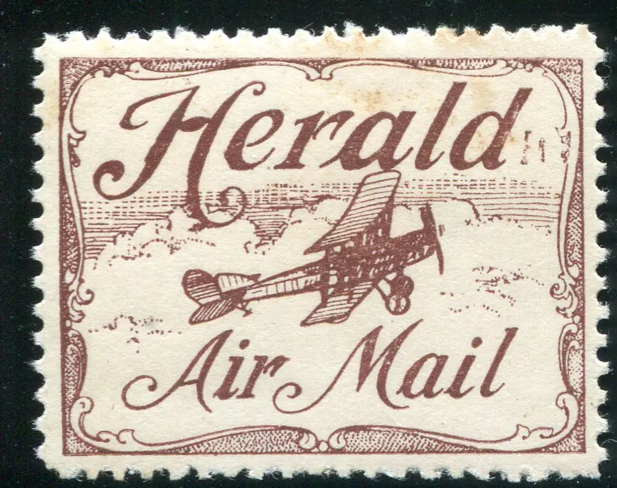 1920 "Herald Air Mail" brown vignette. Fine MUH. ... Image 1++