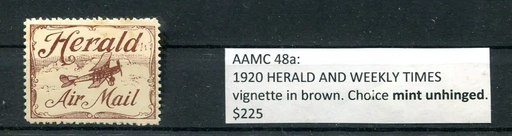 1920 "Herald Air Mail" brown vignette. Fine MUH. ... Image 1++