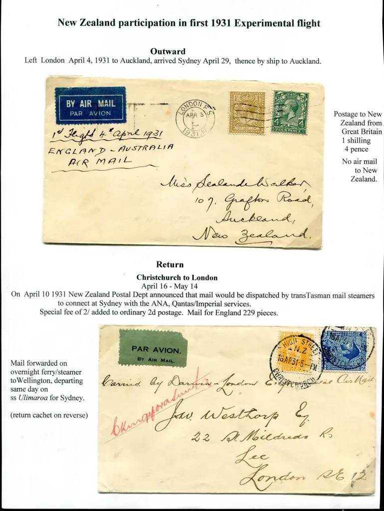 1931 (4th Apr) England to Australia First Official ... Image 1++