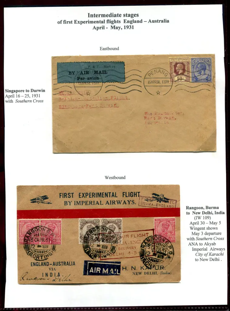 1931 (16th Apr) Singapore to Darwin intermediate ... Image 1++