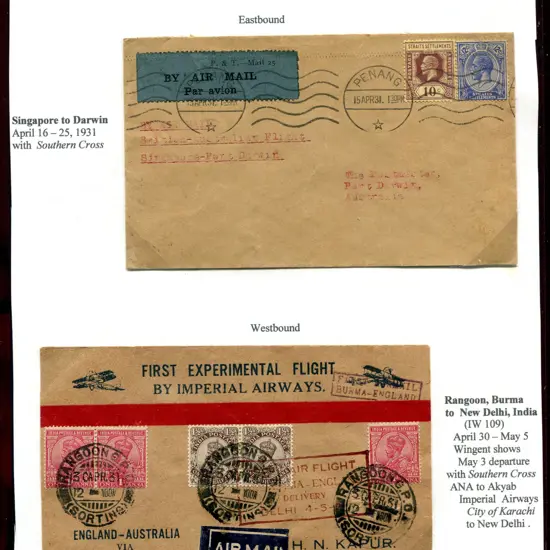 1931 (16th Apr) Singapore to Darwin intermediate ...