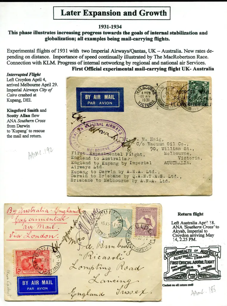 1931 (18th Apr) Australia to England & 1931 (28th ... Image 1++