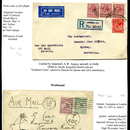 1931 (25th Apr) England to Australia Imperial ...