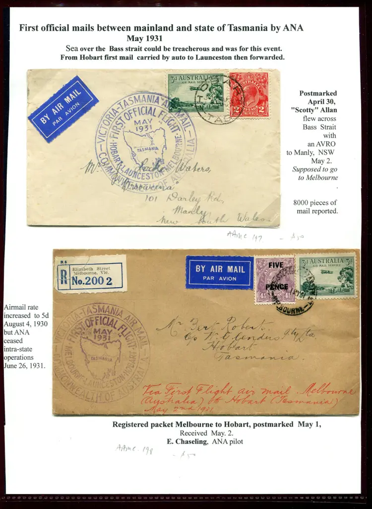 1931 (1st-2nd May) Hobart to Melbourne & return ... Image 1++